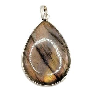 Labradorite Gemstone 925 Sterling Silver Jewelry Pendant 1.75" 9.58 grams